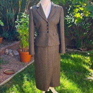 Tahari ASL Brown Blazer and Skirt Set